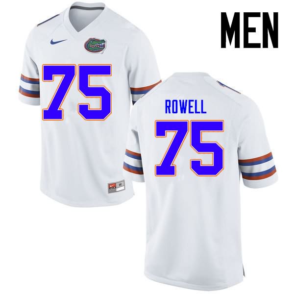 Men's NCAA Florida Gators Tanner Rowell #75 Stitched Authentic Nike White College Football Jersey CJY6465RN